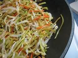 Beansprouts, mung, stir-fried in rapeseed oil